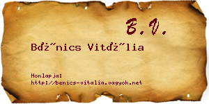 Bénics Vitália névjegykártya